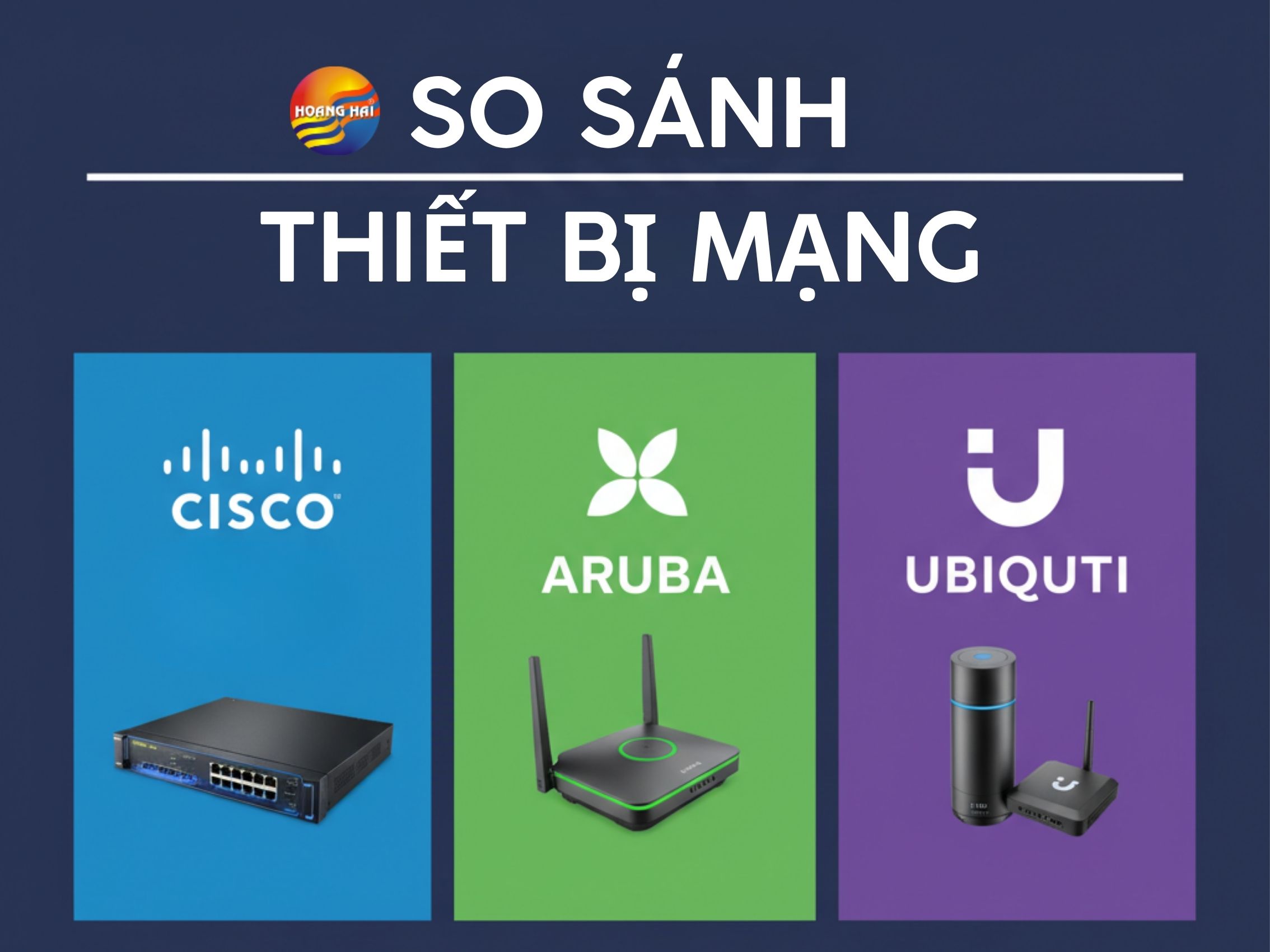 So sánh thiết bị mạng Cisco Aruba Ubiquiti