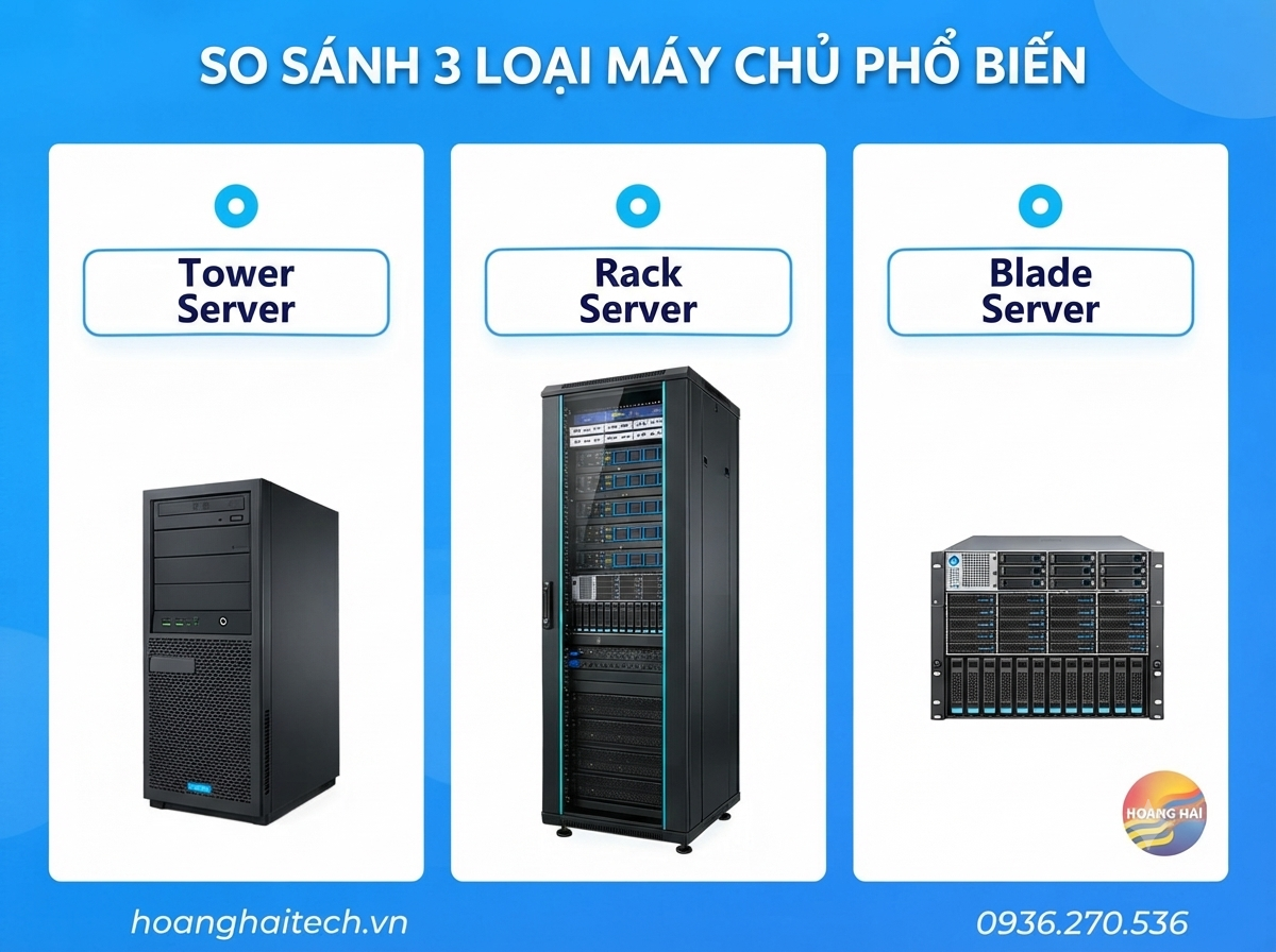So Sánh Máy Chủ 2026 Tower, Rack, Blade Doanh Nghiệp Nên Chọn Loại Nào?